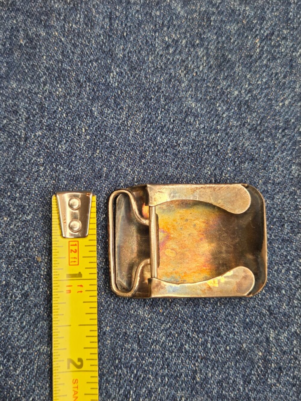 Antique Siam Sterling Silver Niello Thailand Buddha Belt Buckle 17g .925 - Picture 7 of 8